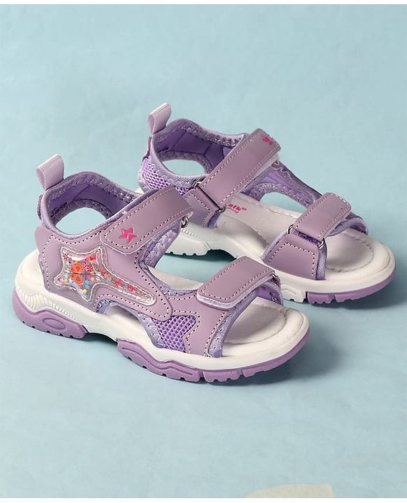 Cute Walk by Babyhug Velcro Closure Sandals With Star Applique - Light Blue