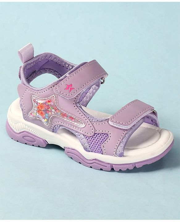 Cute Walk by Babyhug Velcro Closure Sandals With Star Applique - Light Blue