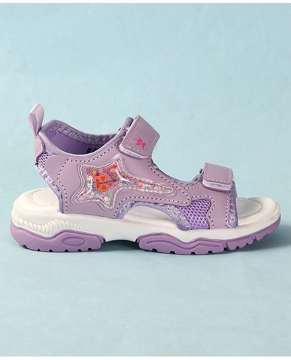 Cute Walk by Babyhug Velcro Closure Sandals With Star Applique - Light Blue