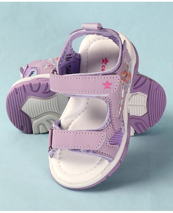 Cute Walk by Babyhug Velcro Closure Sandals With Star Applique - Light Blue