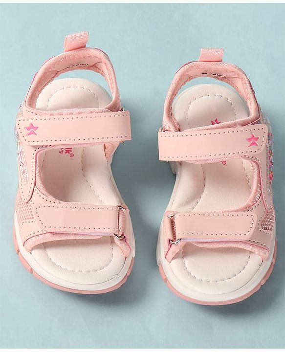 Cute Walk by Babyhug Velcro Closure Sandals With Star Applique - Light Blue