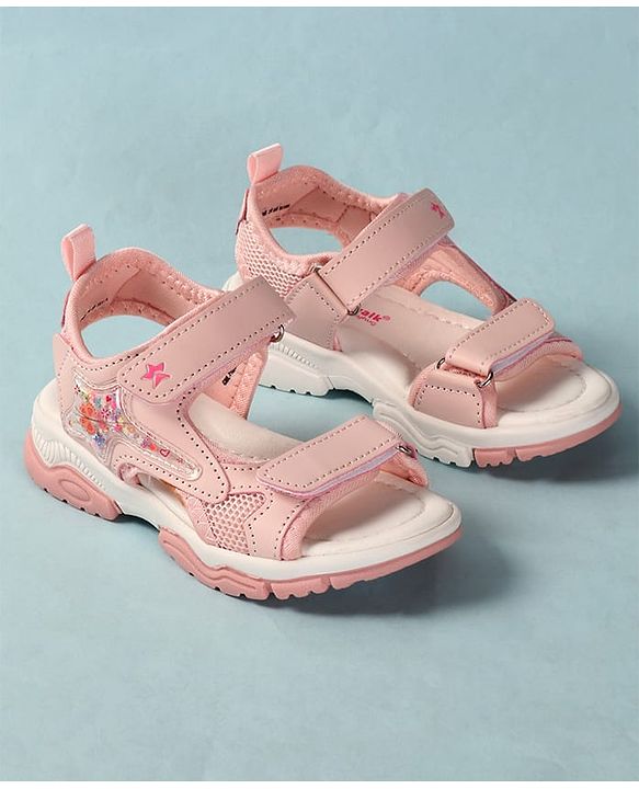 Cute Walk by Babyhug Velcro Closure Sandals With Star Applique - Light Blue