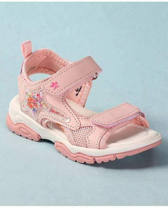 Cute Walk by Babyhug Velcro Closure Sandals With Star Applique - Light Blue