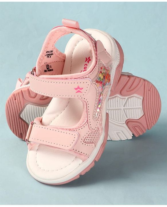 Cute Walk by Babyhug Velcro Closure Sandals With Star Applique - Light Blue