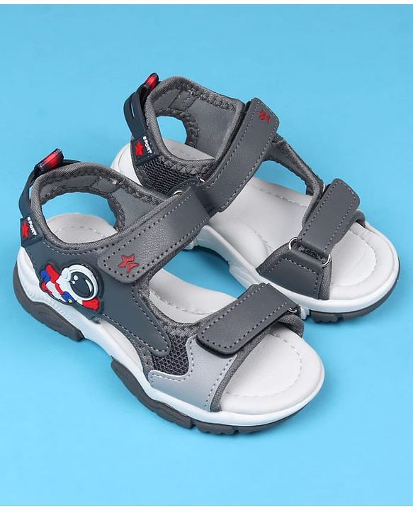 Cute Walk by Babyhug Velcro Closure Sandals With Astronaut Applique - Grey