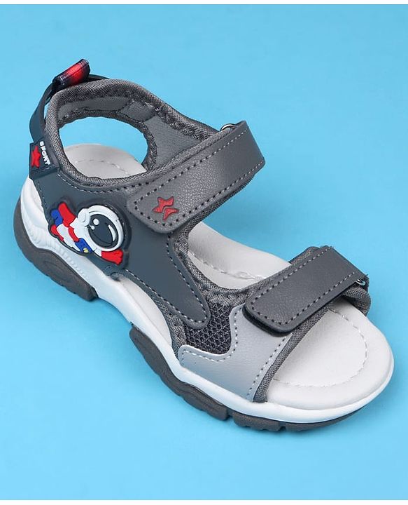 Cute Walk by Babyhug Velcro Closure Sandals With Astronaut Applique - Grey