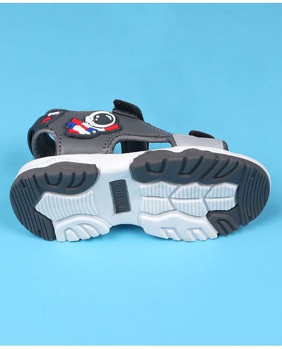 Cute Walk by Babyhug Velcro Closure Sandals With Astronaut Applique - Grey