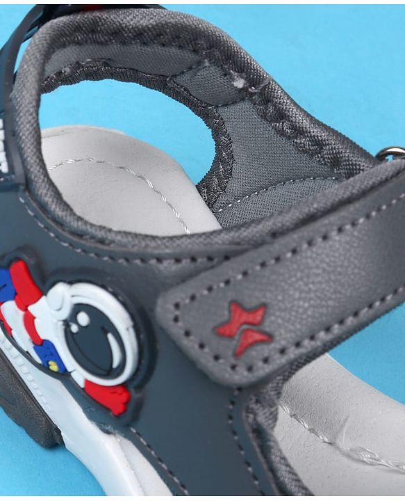 Cute Walk by Babyhug Velcro Closure Sandals With Astronaut Applique - Grey