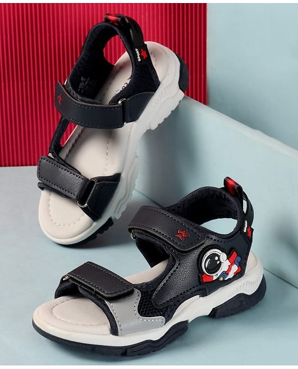 Cute Walk by Babyhug Velcro Closure Sandals With Astronaut Applique - Grey