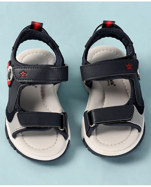 Cute Walk by Babyhug Velcro Closure Sandals With Astronaut Applique - Grey