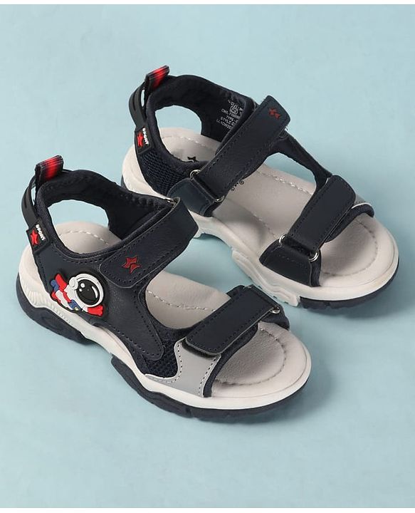 Cute Walk by Babyhug Velcro Closure Sandals With Astronaut Applique - Grey