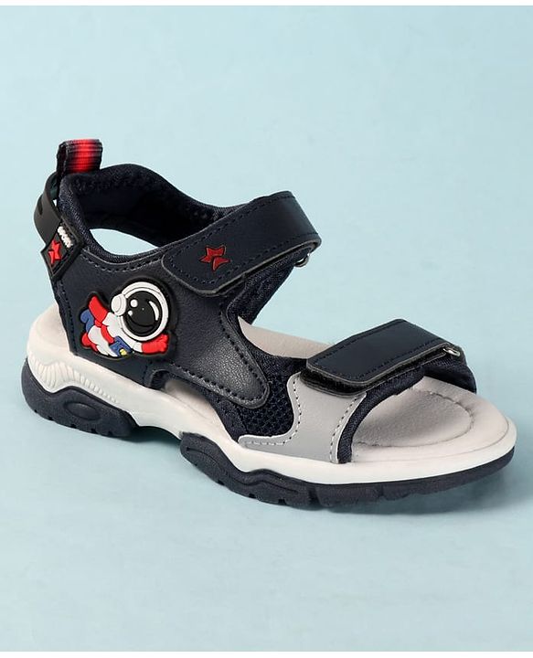 Cute Walk by Babyhug Velcro Closure Sandals With Astronaut Applique - Grey