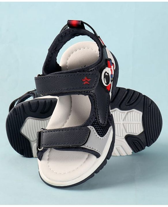 Cute Walk by Babyhug Velcro Closure Sandals With Astronaut Applique - Grey