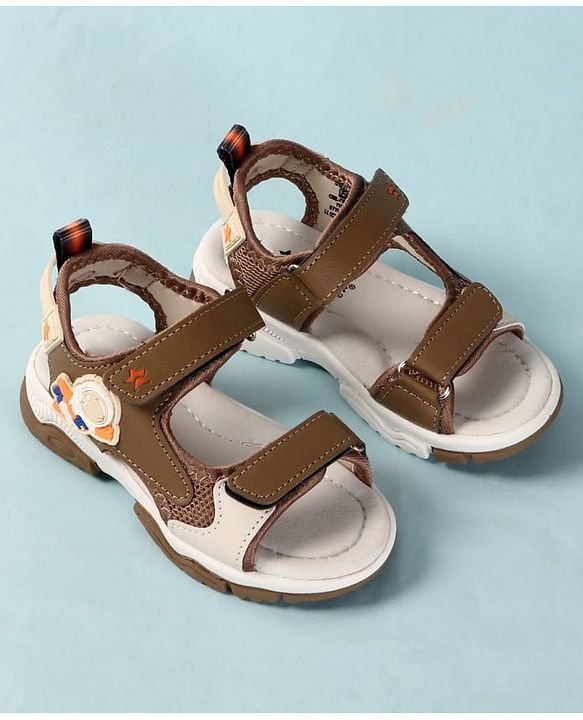 Cute Walk by Babyhug Velcro Closure Sandals With Astronaut Applique - Grey