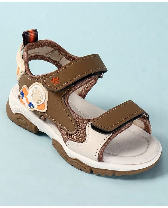 Cute Walk by Babyhug Velcro Closure Sandals With Astronaut Applique - Grey