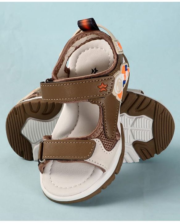 Cute Walk by Babyhug Velcro Closure Sandals With Astronaut Applique - Grey