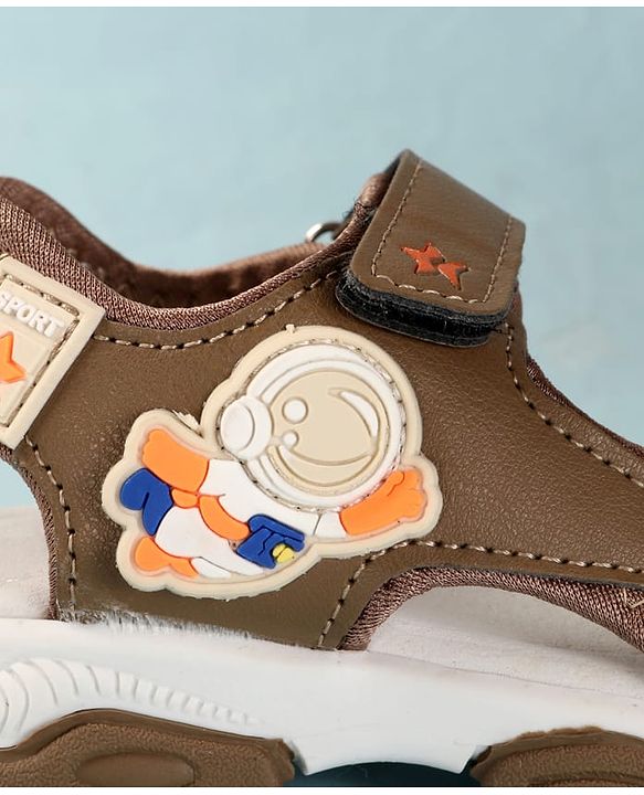 Cute Walk by Babyhug Velcro Closure Sandals With Astronaut Applique - Grey