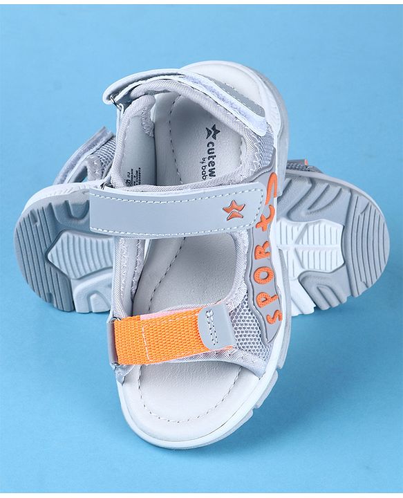 Cute Walk by Babyhug Velcro Closure Sports Printed Sandals - Grey