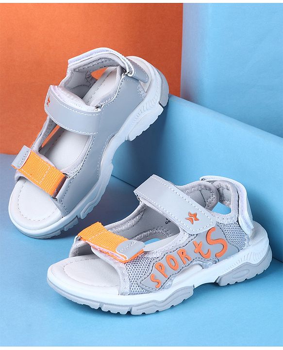 Cute Walk by Babyhug Velcro Closure Sports Printed Sandals - Grey
