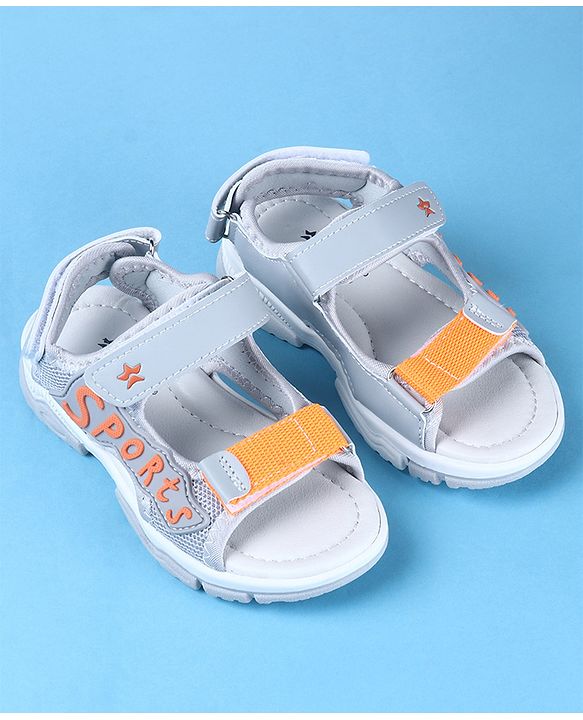 Cute Walk by Babyhug Velcro Closure Sports Printed Sandals - Grey