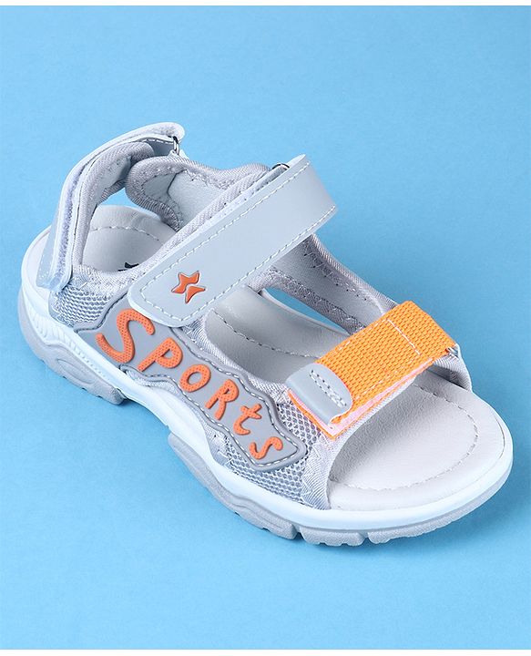 Cute Walk by Babyhug Velcro Closure Sports Printed Sandals - Grey
