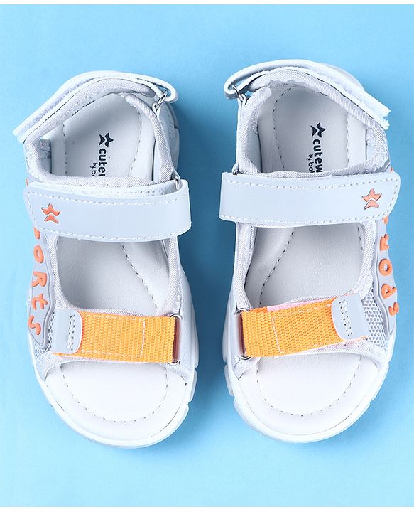 Cute Walk by Babyhug Velcro Closure Sports Printed Sandals - Grey
