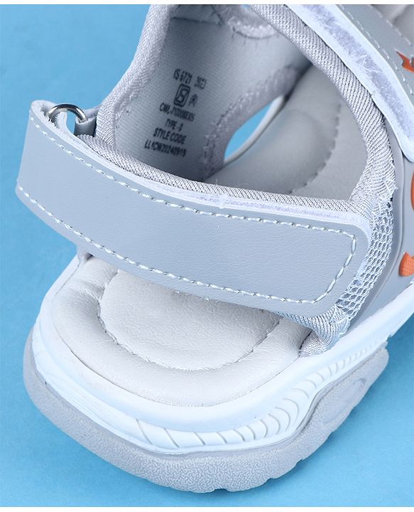 Cute Walk by Babyhug Velcro Closure Sports Printed Sandals - Grey