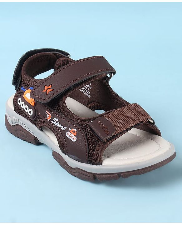 Cute Walk by Babyhug Velcro Closure Sandals with Vehicle Applique - Brown