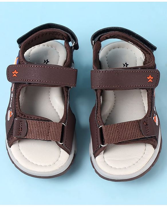 Cute Walk by Babyhug Velcro Closure Sandals with Vehicle Applique - Brown