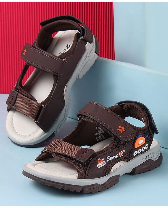 Cute Walk by Babyhug Velcro Closure Sandals with Vehicle Applique - Brown