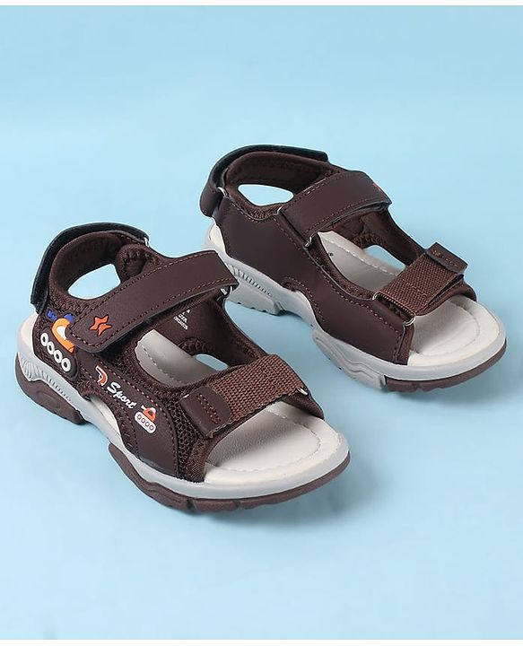 Cute Walk by Babyhug Velcro Closure Sandals with Vehicle Applique - Brown