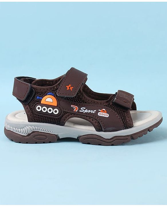 Cute Walk by Babyhug Velcro Closure Sandals with Vehicle Applique - Brown