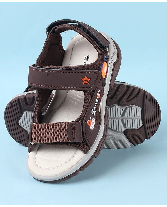 Cute Walk by Babyhug Velcro Closure Sandals with Vehicle Applique - Brown