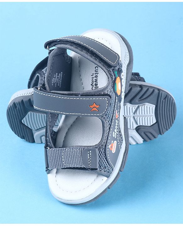 Cute Walk by Babyhug Velcro Closure Sandals with Vehicle Applique - Brown