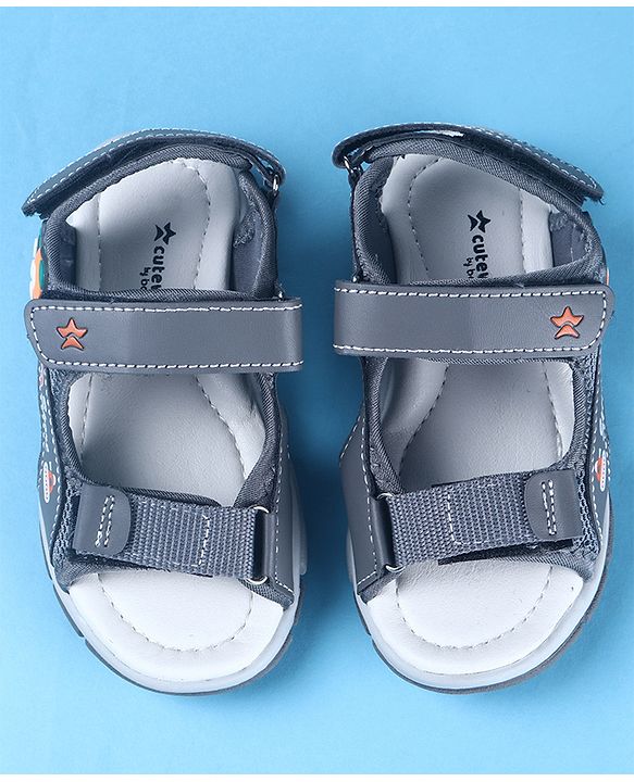 Cute Walk by Babyhug Velcro Closure Sandals with Vehicle Applique - Brown