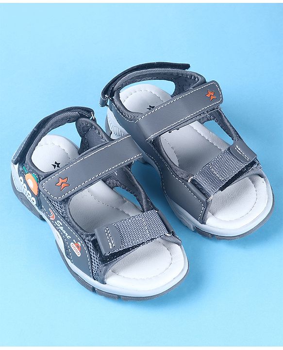 Cute Walk by Babyhug Velcro Closure Sandals with Vehicle Applique - Brown