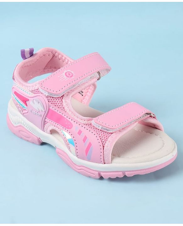 Cute Walk by Babyhug Velcro Closure Sandals with Text Applique - Pink