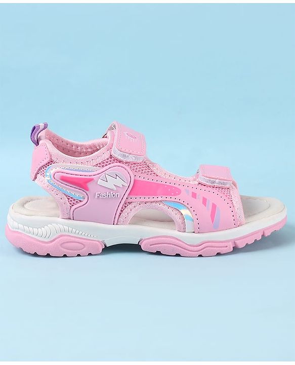 Cute Walk by Babyhug Velcro Closure Sandals with Text Applique - Pink