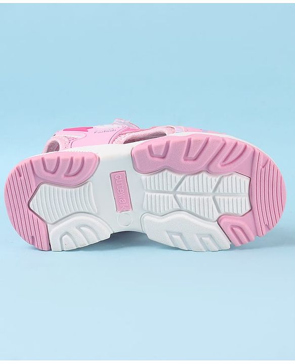 Cute Walk by Babyhug Velcro Closure Sandals with Text Applique - Pink