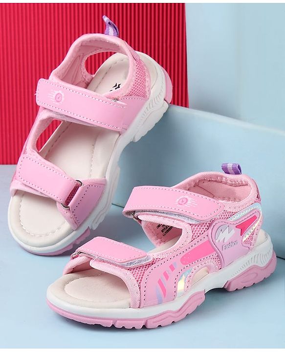 Cute Walk by Babyhug Velcro Closure Sandals with Text Applique - Pink