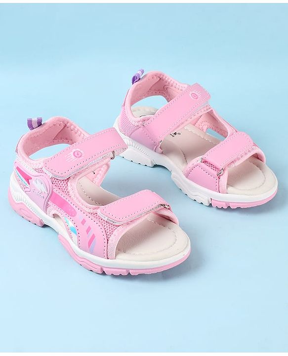 Cute Walk by Babyhug Velcro Closure Sandals with Text Applique - Pink