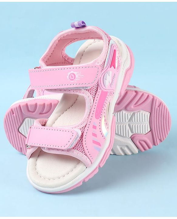 Cute Walk by Babyhug Velcro Closure Sandals with Text Applique - Pink