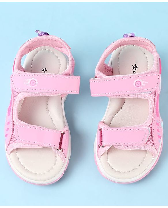 Cute Walk by Babyhug Velcro Closure Sandals with Text Applique - Pink