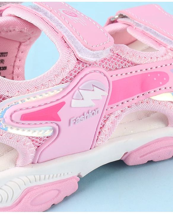 Cute Walk by Babyhug Velcro Closure Sandals with Text Applique - Pink