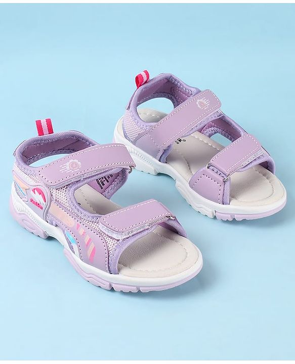 Cute Walk by Babyhug Velcro Closure Sandals with Text Applique - Purple