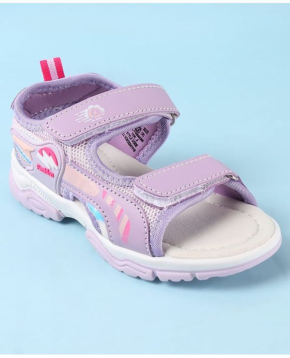 Cute Walk by Babyhug Velcro Closure Sandals with Text Applique - Purple