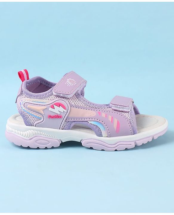 Cute Walk by Babyhug Velcro Closure Sandals with Text Applique - Purple