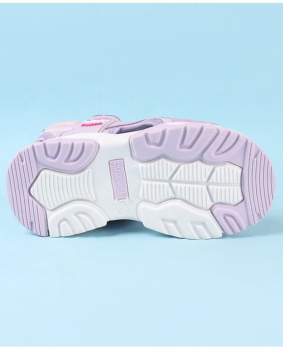 Cute Walk by Babyhug Velcro Closure Sandals with Text Applique - Purple