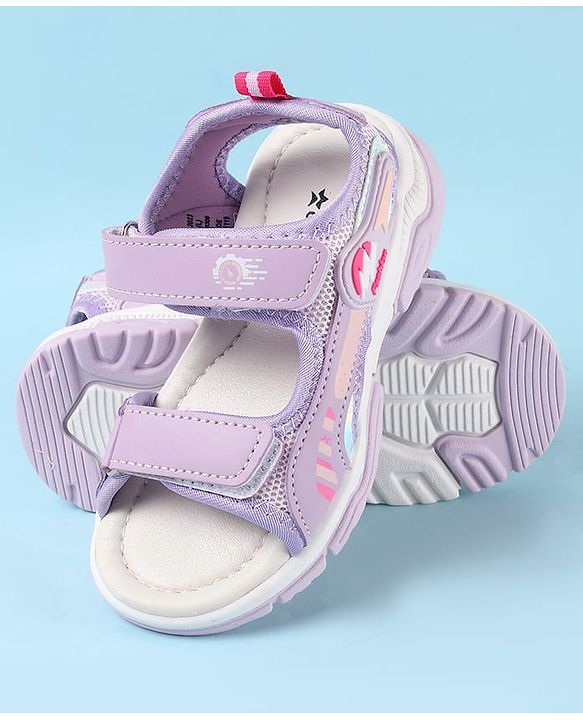 Cute Walk by Babyhug Velcro Closure Sandals with Text Applique - Purple