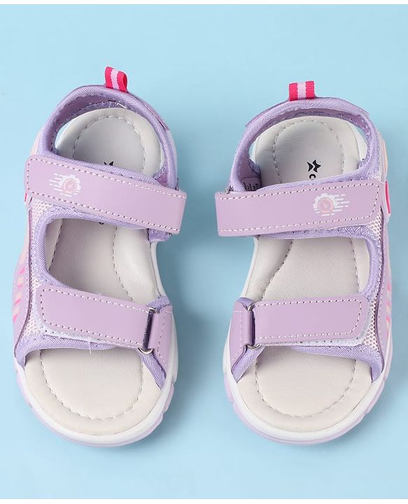 Cute Walk by Babyhug Velcro Closure Sandals with Text Applique - Purple